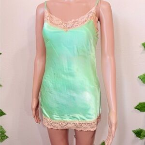Silky Mint Lace-Trim Slip Dress - Women's Intimates by Minimi